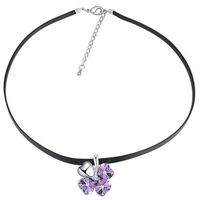 

New Designs Love Heart Clover Necklaces Pendants For Best Friends Gift Crystals from Swa Elements Chain Necklace Jewelry 24882