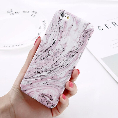 

Abstract Marble Stone Image Phone Case For iPhone 6 6s 7 8Plus Flower Leaf Back Cover Hard PC Cases