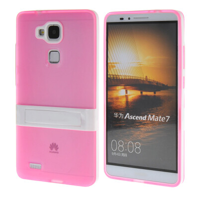 

MOONCASE Jelly Color Silicone Gel TPU Skin Slim With Stand Back Case Cover for Huawei Ascend Mate 7 Pink