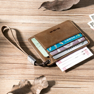 

Dide DiDe card package mens wallet first layer leather multi-card position coin purse ultra-thin mini credit card set driving license set DQ791 dark brown