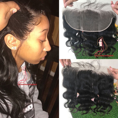 

13x6 full frontal lace closure virgin Brazilian body wave lace frontal closure with baby hair natural black