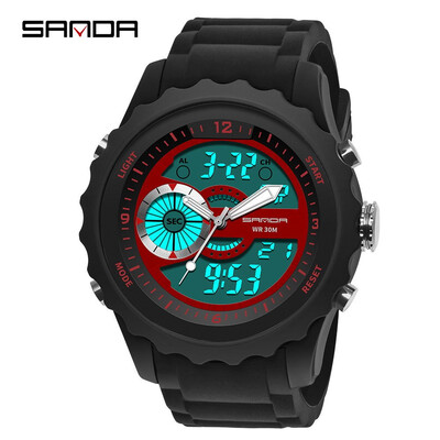 

SANDA Men Analog Quartz Digital Watch Dual Display Waterproof Sports Watches for Men Silicone LED Electronic Watch
