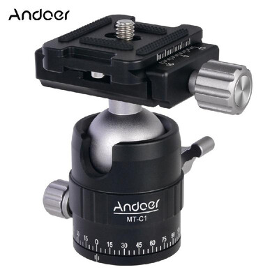 

Andoer MTC3 Compact Size Panoramic Tripod Ball Head Adapter 360¡ã Rotation Aluminium Alloy with Quick Release Plate
