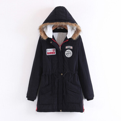

2018 winter new hooded long-sleeved parkas womens cotton-padded coat