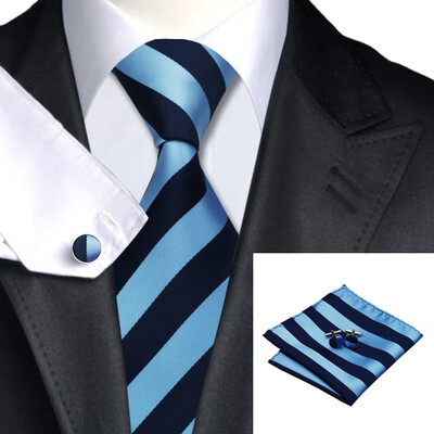 

Hot selling Vogue Men Silk Tie Set High Quality 100 Silk Necktie Handkerchief Cufflinks Set for Formal Wedding Business