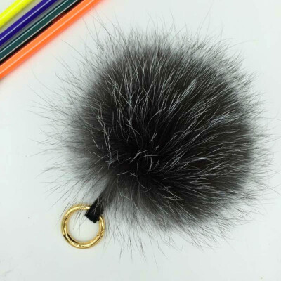 

Genuine Silver Fox Fur Pompoms Keychain Real Silver Fox Fur Ball Women Accessories Fluffy Fox Pom Pom Fur Bag Charm