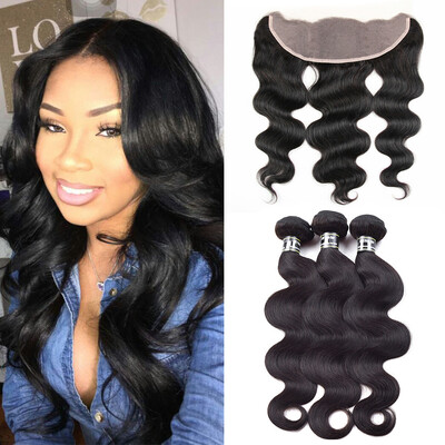

Star Show Hair 8A Brazilian Virgin Hair Bundles With Frontal Body Wave Human Hair with 13x4 Lace Closure Thick And Soft Hair