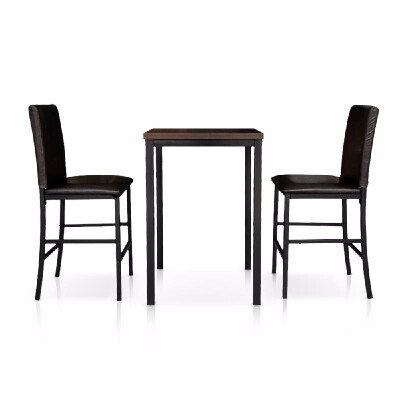

IKayaa Modern 3PCS Pub Bar Table with 2 Chairs Indoor Bistro Set Kitchen Breakfast Table Set 120KG Capacity