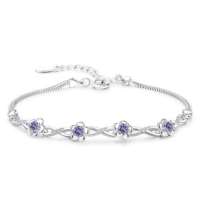 

Flower Charms Bracelets For Women Cubic Zirconia Ladies Korean Trendy Bracelet Bangles Jewelry Accessories WHBG49