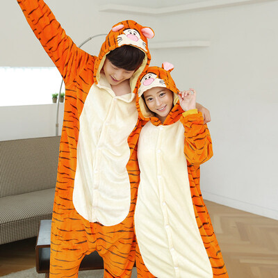 

Flannel Cartoon Animal Siamese Pajamas Winter Long-sleeved Home Clothes-Tigger
