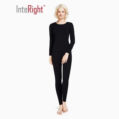

INTERIGHT Qiuyi Qiuku 50S long-staple cotton spandex super soft warm female round neck suit ingenuity to create Jingshu cotton craft white