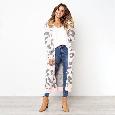 

2018 Fashion Womens Autumn&Winter Long-sleeved Cardigan Printed Sweater