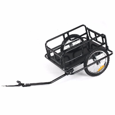 

IKayaa Folding Bike Cargo Trailer Hand Wagon Bicycle Luggage Trailer Storage Cart Carrier W Detachable Metal Frame Hitch