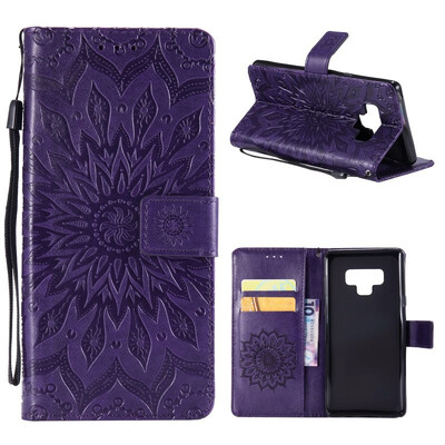 

MOONCASE Samsung Galaxy Note 9 Embossed Sun Flower Leather Case - Purple