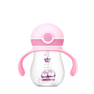 

Childrens water cup shatter-resistant kindergarten baby leak-proof anti-sucking straw cup with gravity ball learning cup baby 6-12 months 260ml pink models