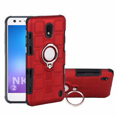 

SHS Phone Case For Nokia 28 Luxury Armor Ring Bracket Silicon TPU Lattice texture Protection