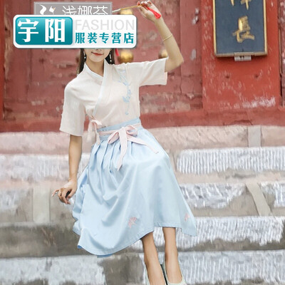 

Ancient style womens clothing Han costume womens fairy girl Qi waist skirt improved costume costume fresh&elegant