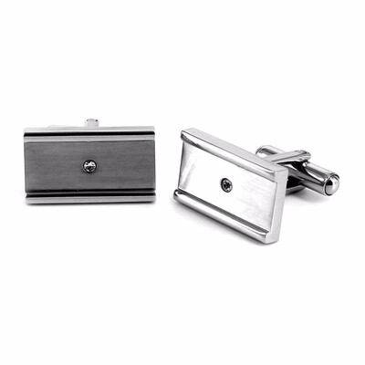 

Frosted Stainless Steel Crystal Square Cufflinks for Men