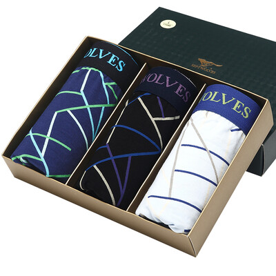 

Seven wolves men &39s underwear blue fine sticky fiber in the waist&tendons printed flat pants 3 boxed L