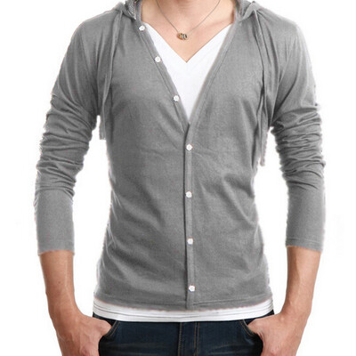 

Zogaa New Mens Shirt Long Sleeve Slim Hooded