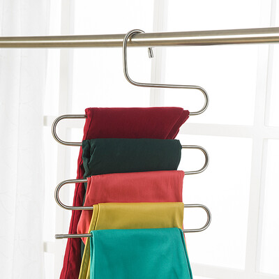 

Increasing new trousers stainless steel S-type wardrobe pants racks trousers hangers magic belt rack RYX-0257