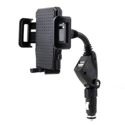

Dual USB 2-Port Car Charger Cell Phone Mount Holder for Mobile Phones GPS Black