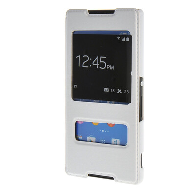 

MOONCASE Sony Xperia Z4 Case View Leather Flip Pouch Bracket Back Cover White