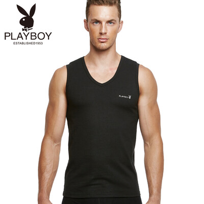 

Playboy Mens Tank Mens Sports Base Wide Shoulder V-Neck Shirt 7540 White