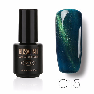 

ROSALIND Gel 1S 7ML Black Bottle 3D Cat Eyes Magnet Nail Gel Polish Effect C01-30 UV LED With Powder Glitter Nail Art