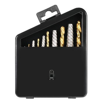 

10pcs Cobalt Left Hand Drill Bit Broken Bolt Damaged Screw Extractor Set with Metal Case