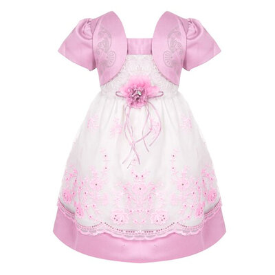 

Baby Girl Kids Children Sweet Slash Neck Cap Sleeve Patchwork Floral Sequined Bubble Dress