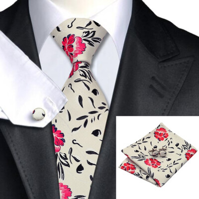 

Hot selling Vogue Men Silk Tie Set High Quality 100% Silk Necktie Handkerchief Cufflinks Set for Formal Wedding Business