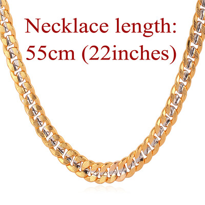 

Two Tone ожерелье с "18K" Штамп Недвижимость Позолоченные Мужчины ювелирные изделия оптом 2015 Новый Модный 55 CM Кубы звено цепи ожерелье