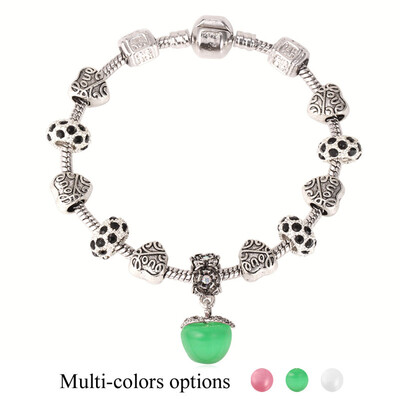 

Vintage Tibetan Silver Plated Bracelet New Arrival Heart Shape Bead Jewelry Wholesale Opal Charm Bracelet For Women