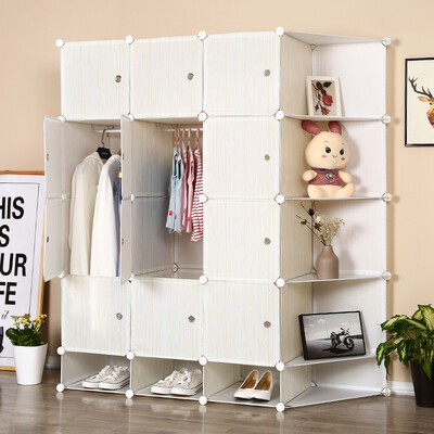 

Yun endless simple wardrobe adult storage cabinet modern combination plastic storage wardrobe closet 12 door 6 grid 2 hanging corner cabinet with shoe cabinet
