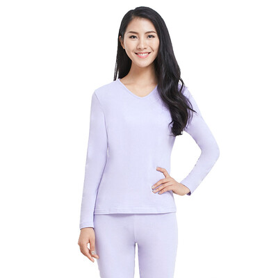 

YOUR SUN new ladies V-neck cotton ammonia warm underwear set light cotton sweater pants youth female autumn clothes long pants CN188 ice purple M160
