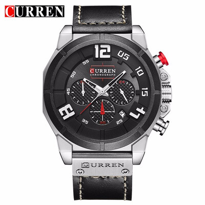 

CURREN 8287 Top Brand Chronograph Quartz watches Men 24 Hour Date Men Sport Leather Wrist Watch