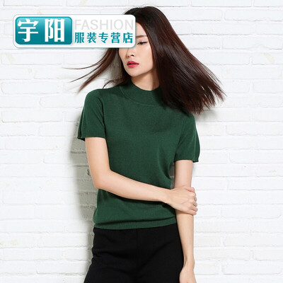 

Half five points in the sleeves female short-sleeved bottoming sweater sweater short paragraph half-sleeved spring new thin self-c