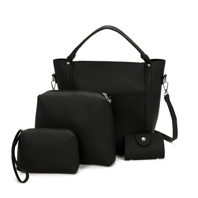 

SMOOZA 4 PCS Composite Bag Set for Women Bag PU Leather Shoulder Handbag Female Casual Totes small Messenger Bag Bolsa Feminina