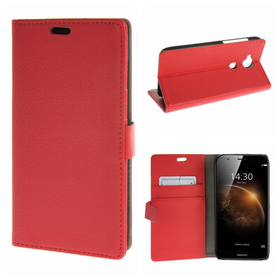 

MOONCASE Case for Huawei Ascend G8 High quality Leather Flip Wallet Card Holder Bracket Back Pouch Case Cover Red 01