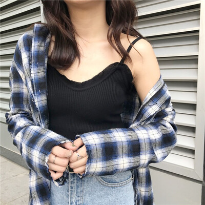 

Women Korea Style Casual Spring Summer Sleeveless Knitted Shirt Vest Pullover Bodycon Cotton Short Tank Tops