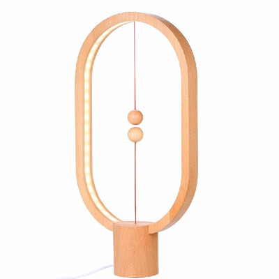 

Wood Balance Lamp Ellipse Magnetic Mid air Switch USB Powered Warm Eye Care LED Lamps Night Table Light Decoration for Bedroom Liv