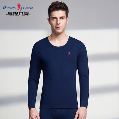 

Dance with wolves DANCING WOLVES Qiuyi Qiuku mens cotton thin section set fashion V-neck thermal underwear cotton sweater mens round neck Tibetan XXXL