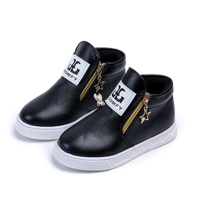

2018 fashion casual girls leather boots sneakers shoes for child leather sneakers boots shoes flat with child girls boots shoes