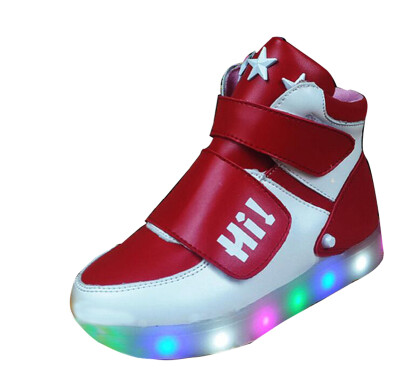 

Kid Boy LED Light Up High Top Sneaker athletic Shoes breathabe