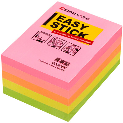

Comix D7003EC fluorescent paper easy stickers convenience stickers notes paper notes this 5 color equipment 76x101mm 100