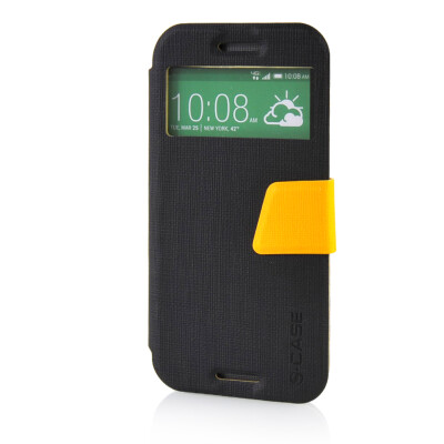 

MOONCASE View Window Leather Side Flip Pouch Ultra Slim Shell Back ЧЕХОЛ ДЛЯ HTC One M8 Black