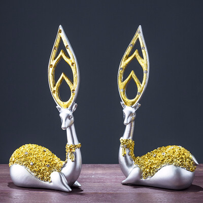 

Nordic silver couple deer home decorations furnishings living room wine cabinet creative animals deers set figurines birthday gift