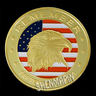 

911 event commemorative coin eagle head double sided relief challenge coin gold plated silver coin collectibles