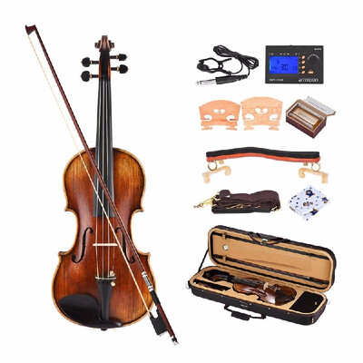 

Ammoon Violin Ammoon Pro Master Maestro Antonio Stradivari 1716 Style Handmade Antique 44 Full Size Violin Fiddle Kit with Padded
